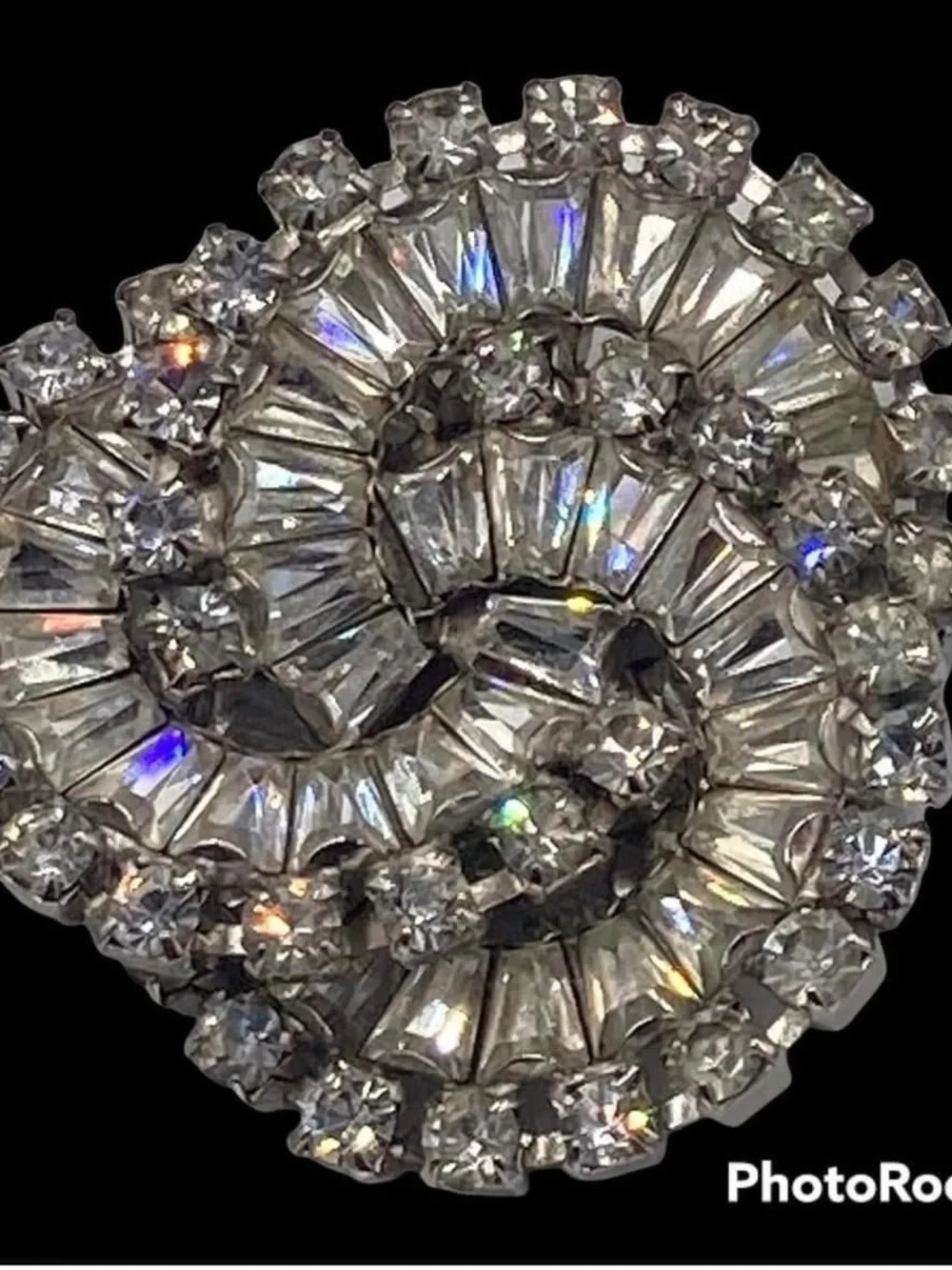 Vintage Warner Pinwheel Trapezoid Rhinestone Brooch